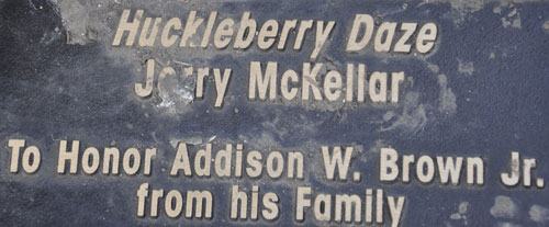 plaque for the Huckleberry Daze sculpture