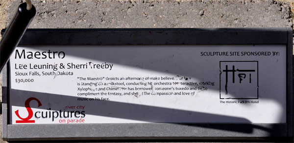 Plaque for the sculpture titled Maestro