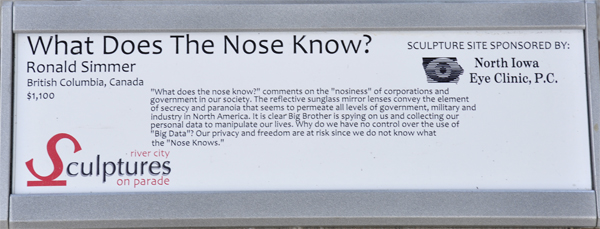 Plaque for the sculpture titled What Does The Nose Know