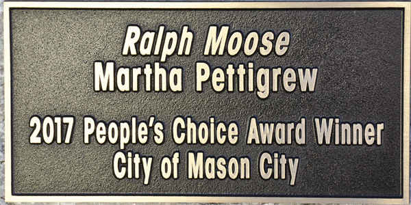 Plaque for the sculpture titled Ralph Moose