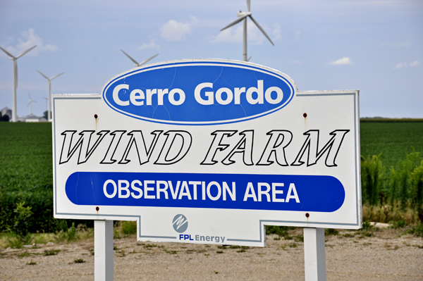 Cerro Gordo County Wind Farm sign