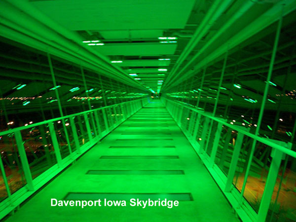 Skybridge contains kaleidoscope lighting