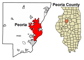 Illinois map showing location of Peoria