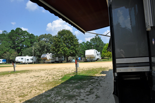 view from the side of the RV Gypsies' RV
