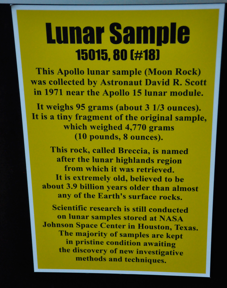 sign about the Lunar Rock Breccia
