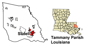 Louisiana map showing location of Slidell