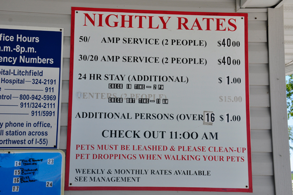 nightly rates sign