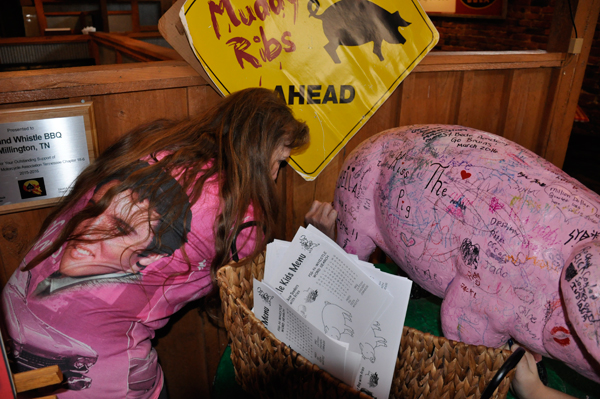 Karen autographed the pink pig 