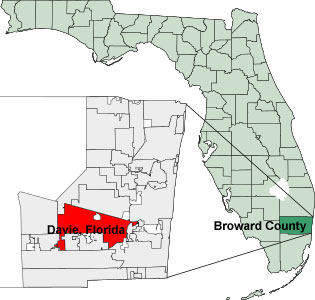 Florida map showing location of Davie