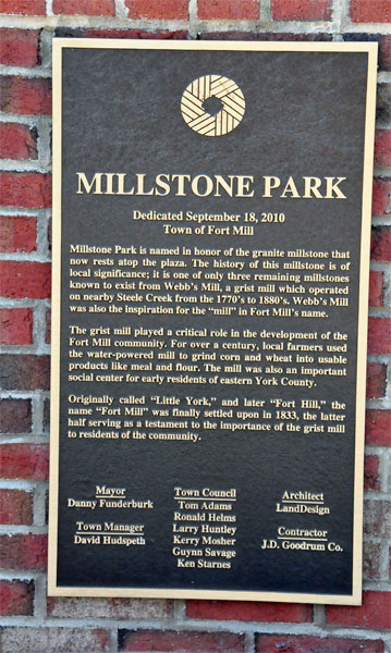 plaque about Millstone Park