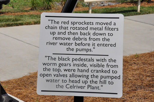 sign about the red sprockets at The Pump House Restaurant