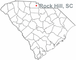 South Carolina map showing location of Rock Hill