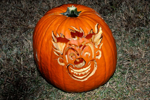 carved clown pumpkin
