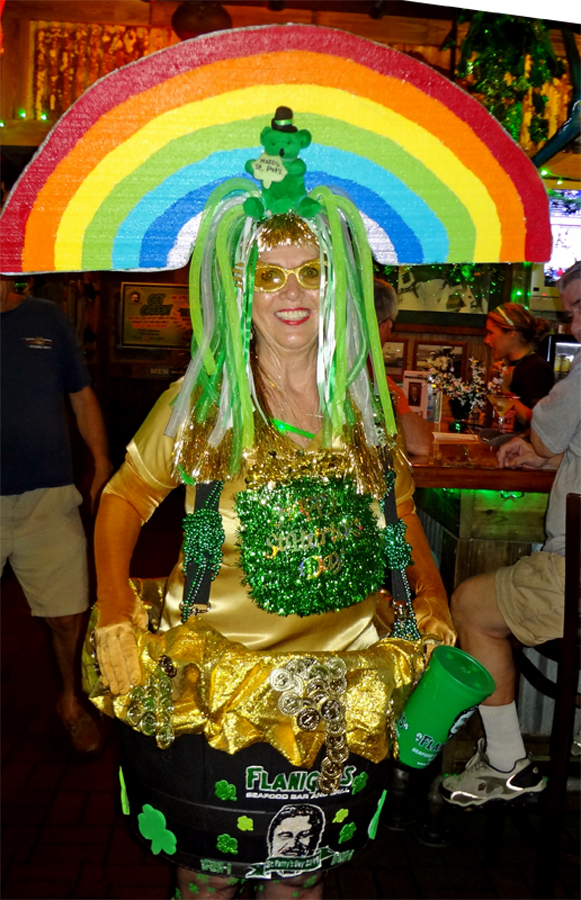 Karen Duquette and her pot of gold costume
