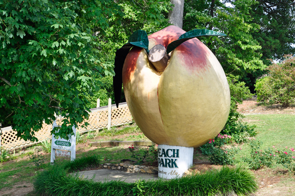 a big peach monument