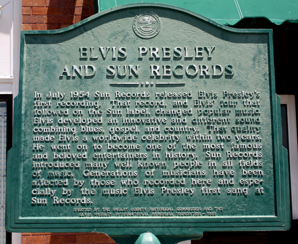sign about Elvis Presley and Sun Records