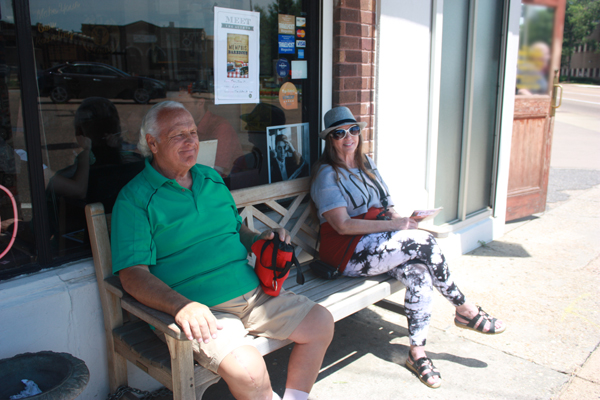 The two RV Gypsies relaxing outside of Sun Studio in Memphis, Tennessee