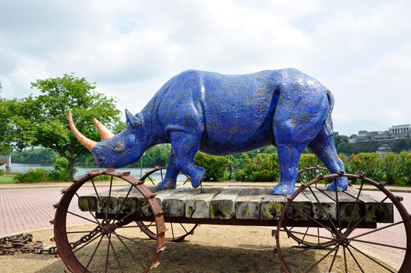 Blue Rhino statue