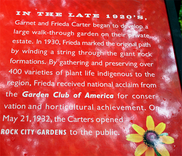 sign about gardens at Rock City