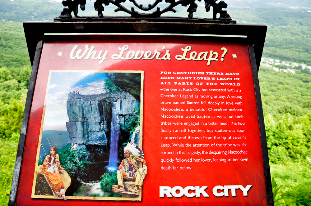 sign about Lover's Leap at Rock City