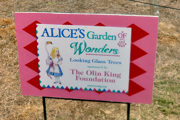 Alice's Garden Looking Glass Trees sign