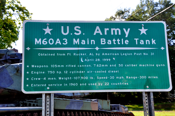 sign about the U.S. Army tank