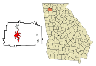 map of the USA state of Georgia showing location of Calhoun