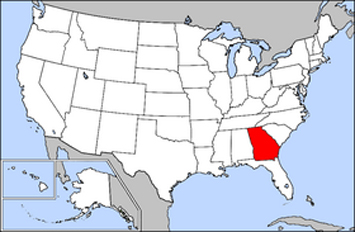 map of the USA showing location of Georgia