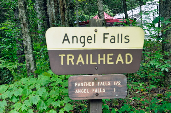 sign: Angel Falls & Panther Falls trailhead