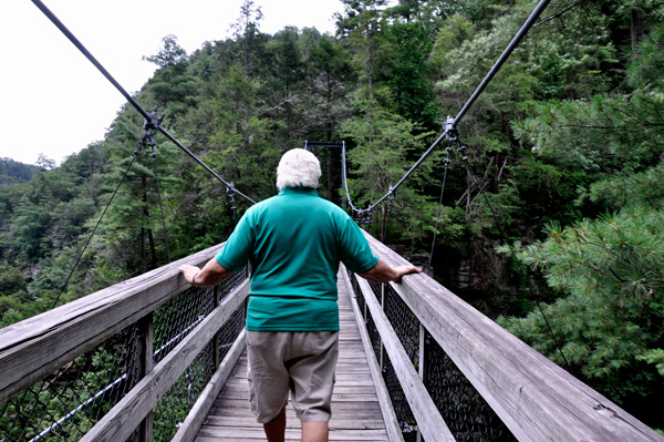 Lee Duquette on the suspension bridge?at Talullah Falls