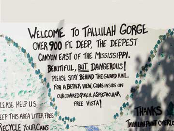 Tallulah Gorge sign