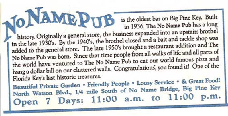 sign for the No Name Pub