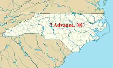 NC map showing location of Advance NC