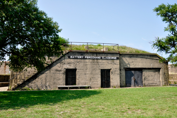 Battery Ferdinand Claiborne building at Fort Wool Historic Site  sign