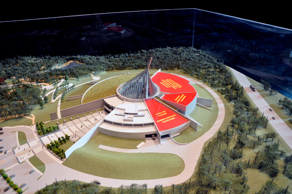 A model of the National Museum of the Marine Corps 