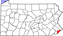 Pennsylvania map showing location of Philadelphia