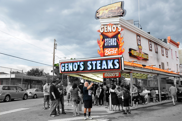 Lee Duquette in front of Geno's
