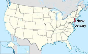 map showing  location of New Jersey in the USA