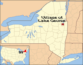 map of NY showing location of Lake George Village