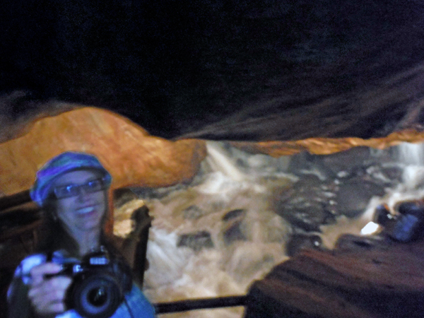 Karen Duquette inside the Noisy Cave