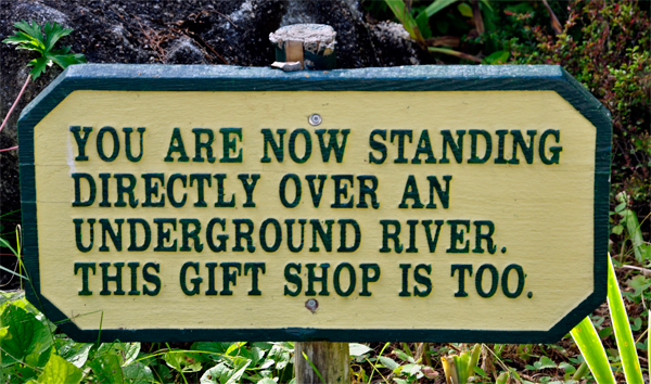sign about the underground river