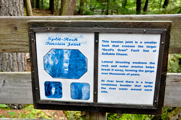 sign about Split-Rock Tension Joint in Ausable Chasm