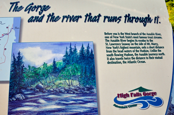 sign about the Gorge and the Ausable River