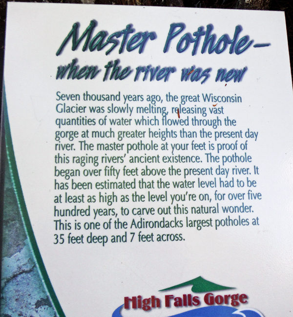 sign about the Master Pothole