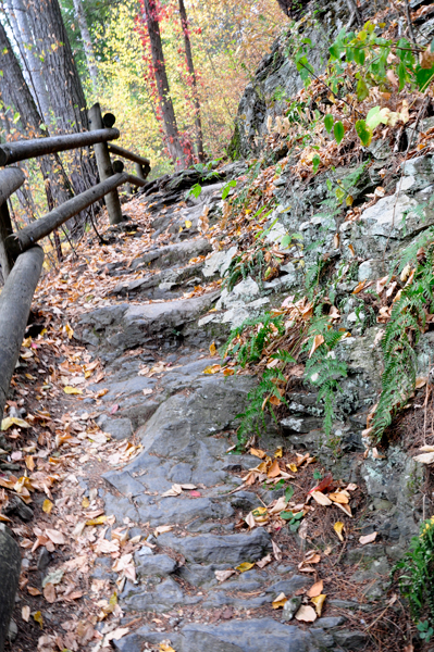 rocky stairs at Raymondskill Falls 