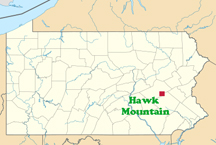Map of Pennsylvania showing location of Hawk Mountain