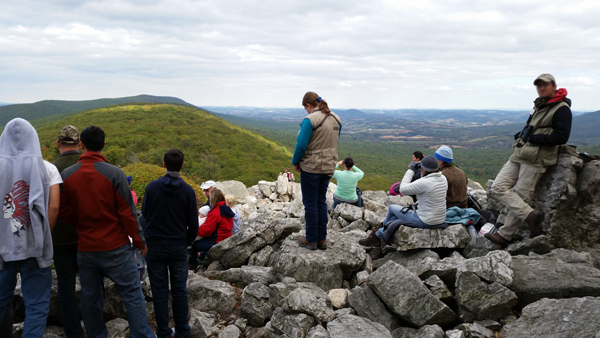 on the rocks at Hawk Mountain