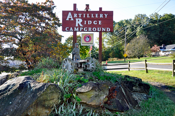entry sign for Artillery Ridge Campground