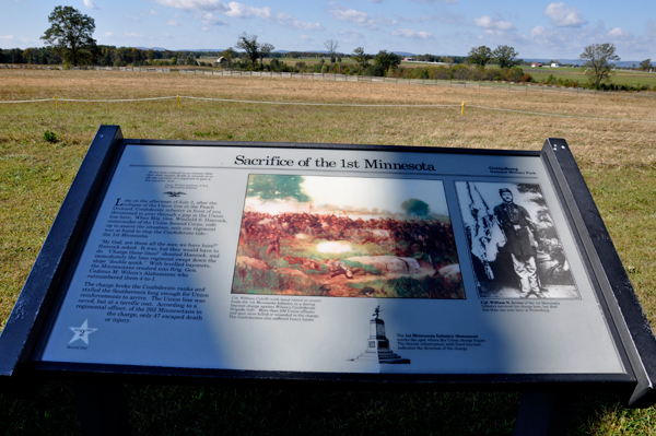 sign about the 1st Minnesota Infantry Monument