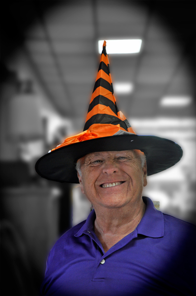 Lee Duquette in a witch hat